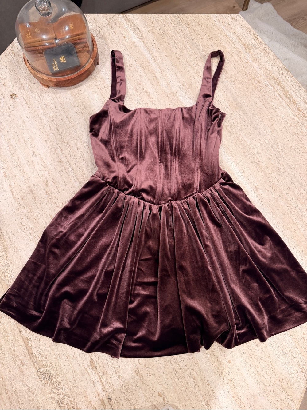 Zara Velvet Built-In Corset Dress w/ Pockets in Deep Plum